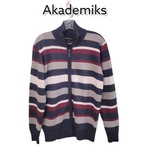 Akademiks Mens Stripe‎ Casual Sweater Cardigan Size Medium